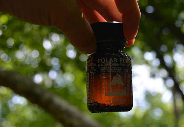 Polar Pure uses iodine crystals to disinfect water.